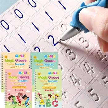 френски английски испански Многократна употреба магия CopyBook с писалки рисунка за деца калиграфия книга Монтесори играчки почерк подарък