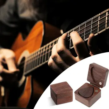Square Guitar Pick Holder Portable Lightweight Wooden Guitar Pick Storage Organizer Guitar Pick Case Musician Guitar Lovers