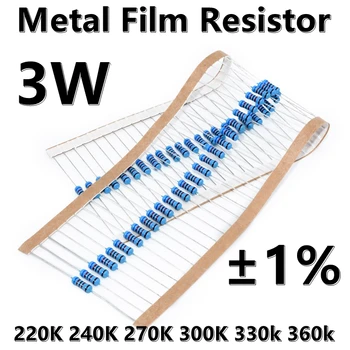  (10pcs) 3W метален филм резистор 1% пет цвят пръстен прецизен резистор 220K 240K 270K 300K 330k 360k ома Ω