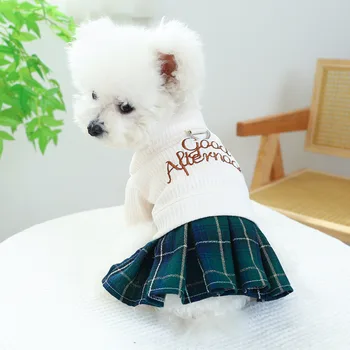 Домашен любимец принцеса рокля малко куче сладък desinger дрехи есен зима мода карикатура пола котка сбруя кученце риза Йоркшир пудел