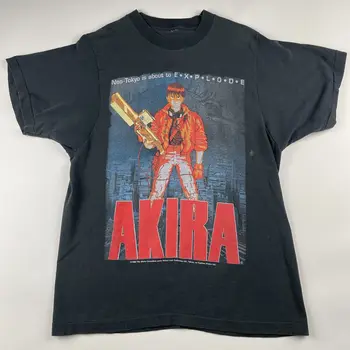 Реколта Акира риза 1988 мода жертва голям черен 80s аниме дълги ръкави