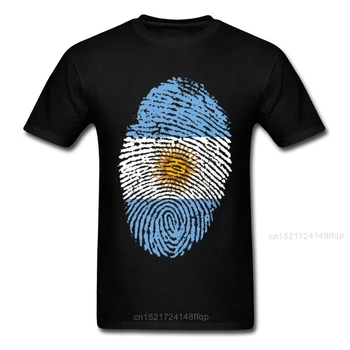 Аржентина флаг пръстов отпечатък тениска за мъж черни тениски реколта т риза лято карикатура облекло групи студент тениска памук
