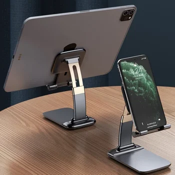 Сгъваема стойка за телефон за iPhone 12 Max iPad Xiaomi Регулируема гравитационна метална маса Настолна клетъчна стойка за смартфон