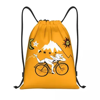 Ден на велосипеда Алберт Хофман Класически шнур чанта жени мъже лек Lsd киселина попивател парти спортни фитнес съхранение раница