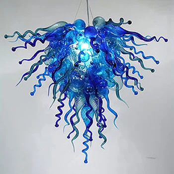 Nordic Blue висулка лампа класически ръчно издухано стъкло полилей светлини хол изкуство декор