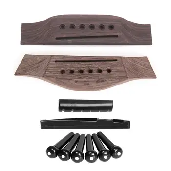 Подобряване на качеството на звука Трайни резервни части Универсален подарък за гайка 6 String DIY акустична китара мост Set Slotted седло