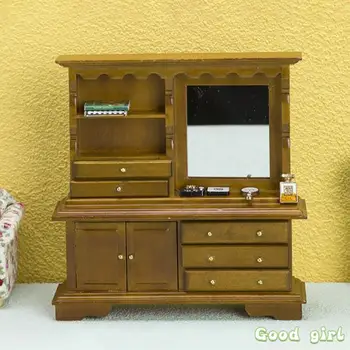 1PC миниатюрни дървени скрин библиотека таблица шкаф рафт шкаф модел куклена къща мебели модерен стил декор DIY играчки