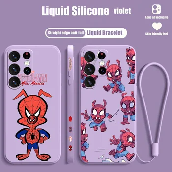 Marvel Spider-Ham телефон случай за Samsung S23 S22 S21 S20 Fe S10 бележка 20 Ultra Lite плюс течност ляво въже капак