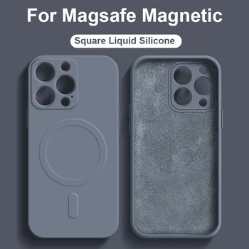 Мек силиконов калъф за протектор на обектива за IPhone 14 13 11 12 Pro XS Max Mini X XR 8 Plus Magsafe магнитен безжичен капак за зареждане