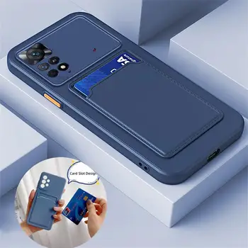 силиконова карта слот чанта притежателя телефон случай за Huawei P30 Pro P40 Lite 4G 5G мек портфейл обратно капак за Huawei Nova 9 8 7 6 Coque