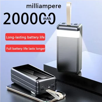 200000mAh Power Bank 4 USB Super Fast Chargr PowerBank Портативно зарядно устройство Цифров дисплей Външна батерия за IPhone Samsung