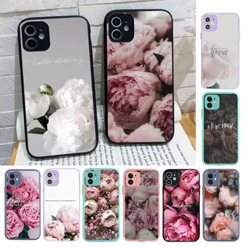 Елегантен розов божур цвете на ваза телефон случай за iPhone 14 X XR XS 7 8 плюс 11 12 13 pro MAX 13mini матов удароустойчив случай