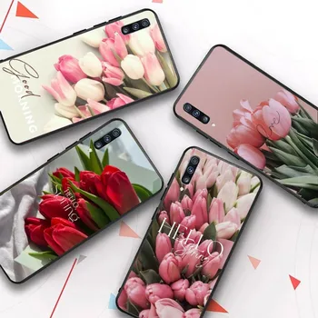 Tulip цвете телефон случай за Samsung A 13 21 30 31 32 51 52 53 70 за Huawei чест 50 60 70 за OPPO vivo