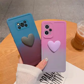 3D Love Heart градиент течен силиконов мек калъф за Xiaomi Mi Poco X3 NFC X4 Pro F3 F4 Gt F5 M3 M4 M5 C31 C40 C50 C51 C55 капак