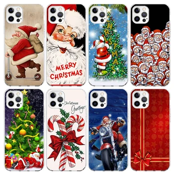 Коледа Дядо Коледа подарък телефон случай за iPhone 15 14 13 12 Mini 11 Pro Max капак 7 плюс X XS XR 8 + SE силиконова обвивка печат
