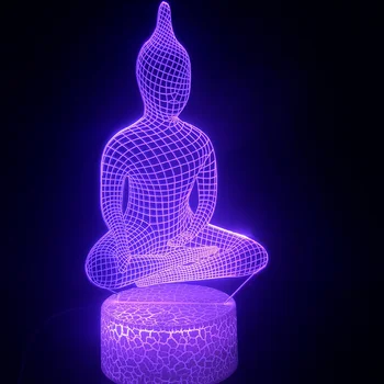 Nighdn Буда деца нощна светлина 3D илюзия лампа спалня декорация Led нощна светлина деца рожден ден коледни подаръци за приятел