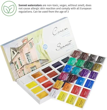 Масивни акварелни бои Комплект акварели за художествено рисуване Дизайн на нокти 034