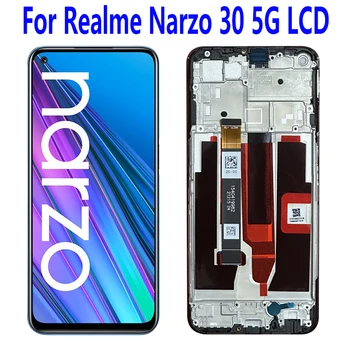6.5''Ново за Realme Narzo 30 5G LCD дисплей сензорен екран дигитайзер събрание за Realme Narzo 30 5G с рамка RMX3242 LCD