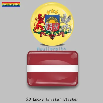 3D епоксидна смола кола купол стикер Латвия флаг национална емблема PVC кола мотоциклет каска мобилен лаптоп винил стерео стикер