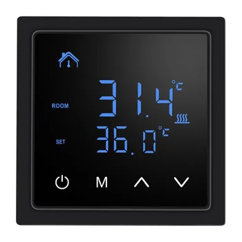 Интелигентен термостат 16A Температурен контролер за подово отопление с голям сензорен екран LED цифров дисплей функция за заключване на деца