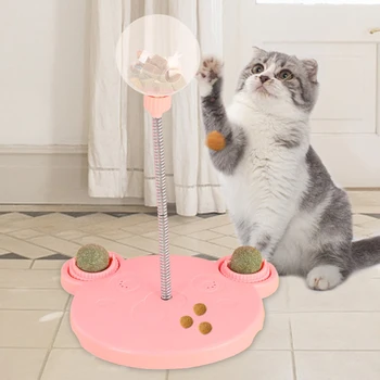 Cat Leaking Food Ball Self-Playing Tumbler Toys Funny Swing Feeder Stick Kitten Puzzle Interactive Game Exercise Pet Products
