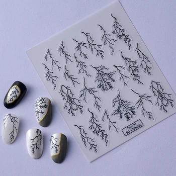 Black Crackle Design 3D самозалепващи се декорации за нокти Стикери Модни стикери за маникюр на едро дропшипинг