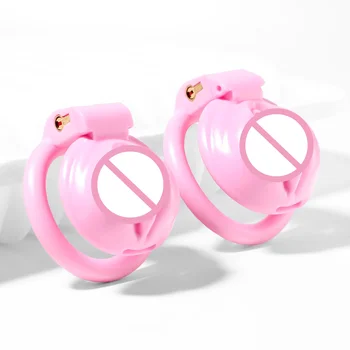 Розова путка Лека мъжка клетка за целомъдрие Целомъдрие Устройство с 4 пръстена Секс играчки за двойки