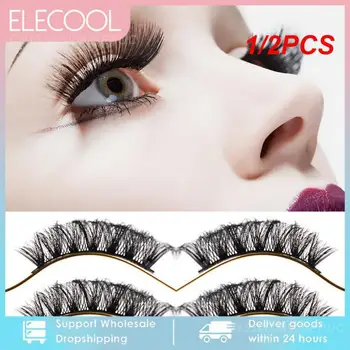 1/2PCS NEW100% Real Mink Мигли 3D Естествени Фалшиви Мигли 3D Mink Lashes Soft Eyelash Extension Makeup Kit Cilios