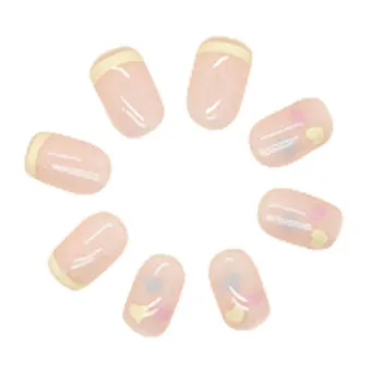 Clear Pink Style Press-on Nails Лесен за нанасяне Прекрасен натиск върху ноктите за ежедневно ежедневно носене