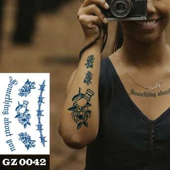 Полу постоянна бодлива тел татуировки боди арт водоустойчив временен татуировка стикер за мъже жени