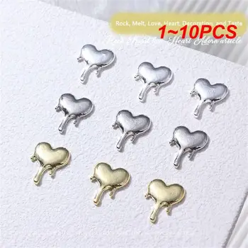 1~10PCS нокти орнамент нокти изкуство лава сплав сърце форма злато/сребро ноктите аксесоар нокти аксесоари