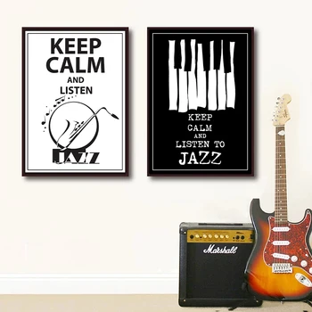 Джаз музикален инструмент плакати черно-бели арт принтове пиано картини за стена платно за хол спалня домашен декор