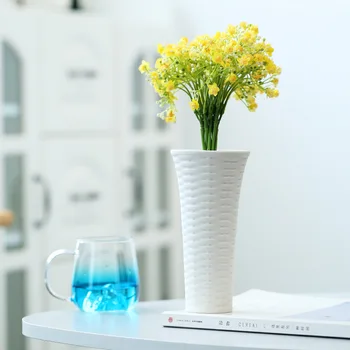 новост бял тъкан модел ваза декорация на дома модерен стил хол настолни орнаменти керамични хидропонни ваза занаяти