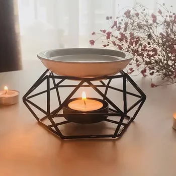 Ароматен държач за дома за разтапяне на свещи Геометрична ароматна горелка Масло Офис восък Топло горелка, керамична топилка