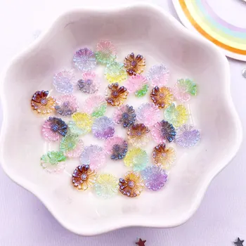 Смола блясък мини кристал цветни маргаритка изкуство нокти плосък цвете кристал апликация 50pcs DIY фигурки Scrapbook декор занаят