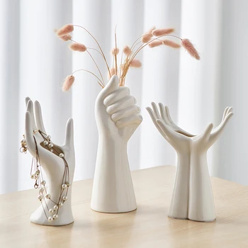 Nordic Simple Home Decor Office Art Vases Керамична ръчна интериорна ваза за сухи цветя Подреждане Всекидневна Desktop Decor