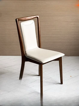  Персонализиран минималистичен стил стол от масивно дърво, мека чанта облегалка, дизайнерски стол за хранене, висок клас ресторант договаряне стол