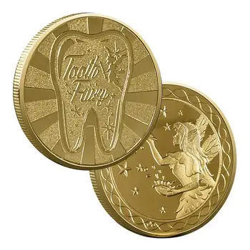 Изгубени зъби награда възпоменателна монета Преносим зъб фея златна монета с случай награда възпоменателна монета за парти декор доставка