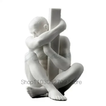 Модерна творческа керамика гола мъжка скулптура боди арт статуя абстрактен мислител фигурка домашна декорация бар занаяти