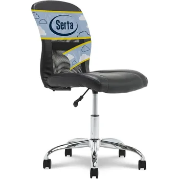 Essential Mesh Low-Back Computer Desk Task Chair без ръце за домашен офис или конферентна зала, изкуствена кожа, черен