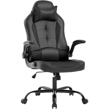 Gaming стол Ергономичен офис стол бюро стол с лумбална подкрепа Флип нагоре ръце облегалка за глава PU кожа изпълнителен високо обратно