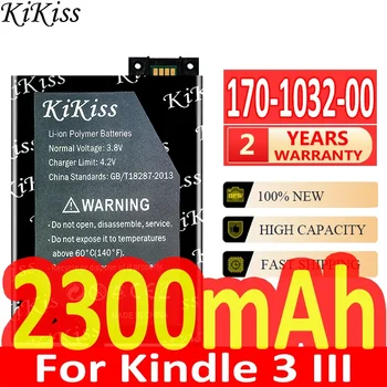 KiKiss батерия за Kindle 3 Kindle3 III клавиатура EReader D00901 графит 170-1032-00 2300mAh литиево-йонна батерия + номер за проследяване