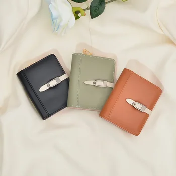 Южнокорейската версия на новата дамска чанта Проста класическа сгъваема чанта за карти Портфейл Един прилив плътен цвят студент пари клип
