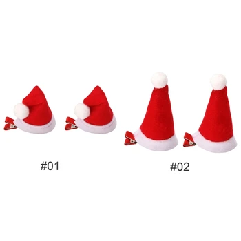 Коледна шапка щипка за коса Санта шапка Коледна щипка за коса за жени Коледно парти Диадеми Плюшена очарователна шапка F0S4