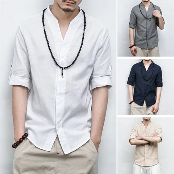 Китайска риза за облекло в традиционен стил Мъжки костюм Tang Спално бельо Kung Fu мода Casual Personality Hanfu Zen Suit Top