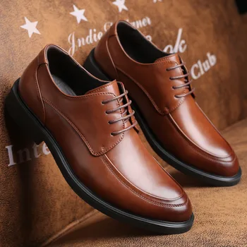 Мъжки класически ретро дерби обувки Мъжка дантелена рокля Бизнес офис обувки Мъже Повишаване на кожена сватбена обувка Oxfords
