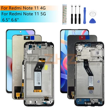  LCD за Xiaomi Redmi Note 11 5G дисплей сензорен екран дигитайзер събрание + рамка за Redmi Note 11 4g подмяна ремонт