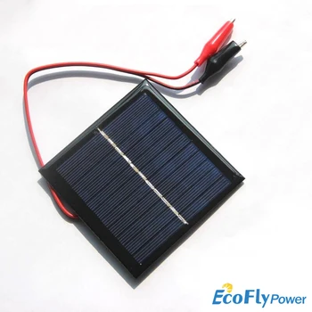 1PC 1W 5.5V слънчев панел поликристален силиций 95 * 95mm + Tiger Clip DIY слънчева играчка панел, зареден с 3.7V батерия