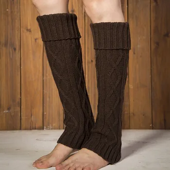 Трикотажни вълнени топли подгреватели за крака Средна дължина Lozenge Boot Cover Есен Зима Foot Cover Купчина чорап Cover