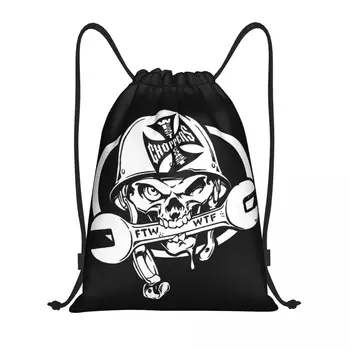 West Coast Iron Cross Chopper Skull Shstring Bags Мъже Жени Преносим фитнес Спортен сак Раници за пазаруване